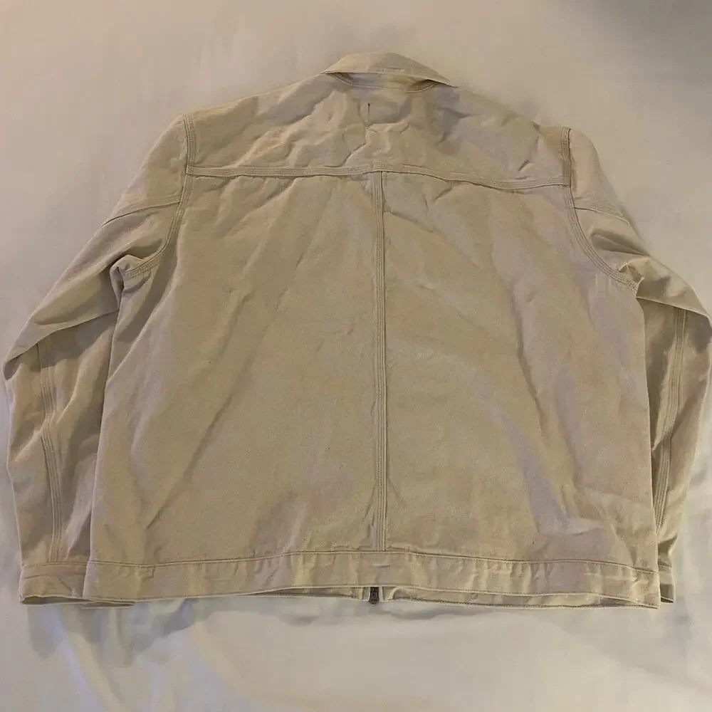 NWT Vans Skate Garage Jacket Mens XL Natural Beige Denim Full Zip Skater Casual